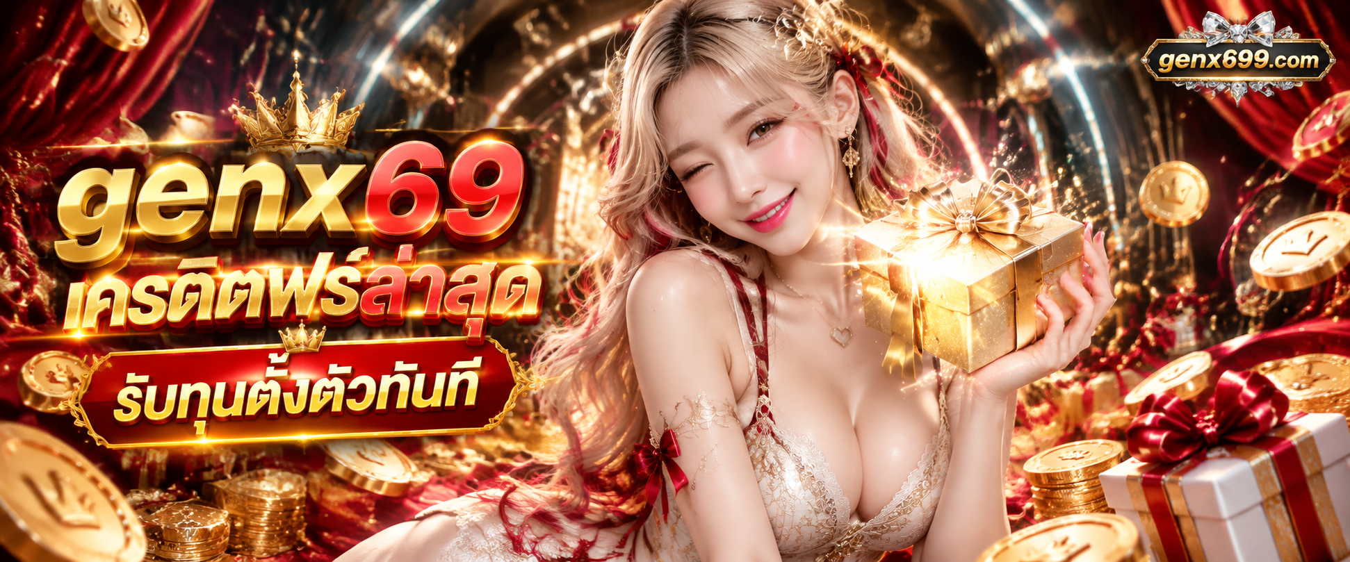 ป้ายกิจกรรมแจกรางวัล genx69 เครดิตฟรีล่าสุด เงื่อนไขง่ายไม่ต้องแชร์ต่อ